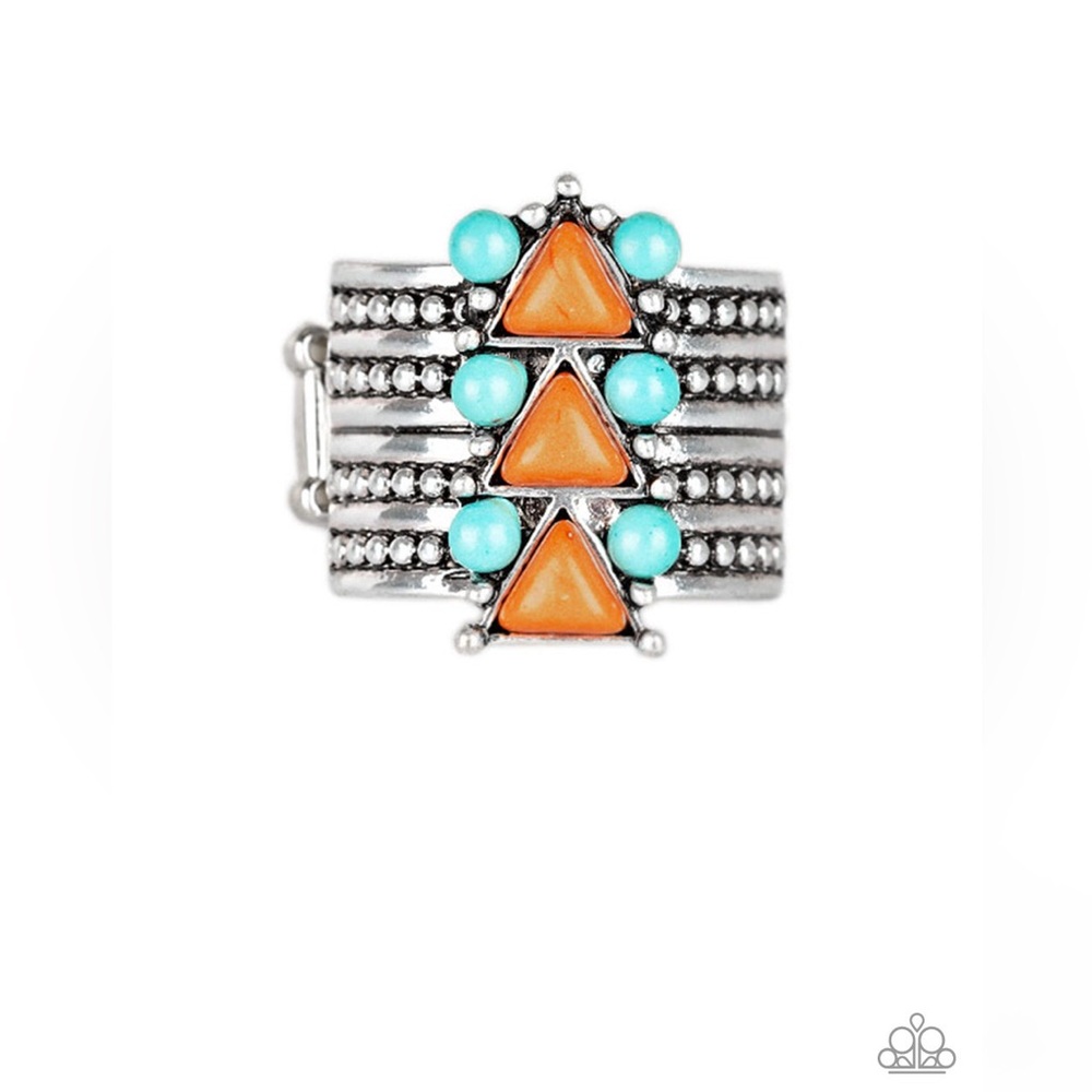 Turquoise, orange silver ring 🩵🧡